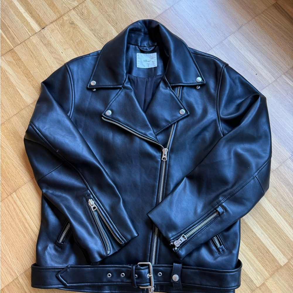 Aritzia “Lightning” Black Faux-Leather Jacket